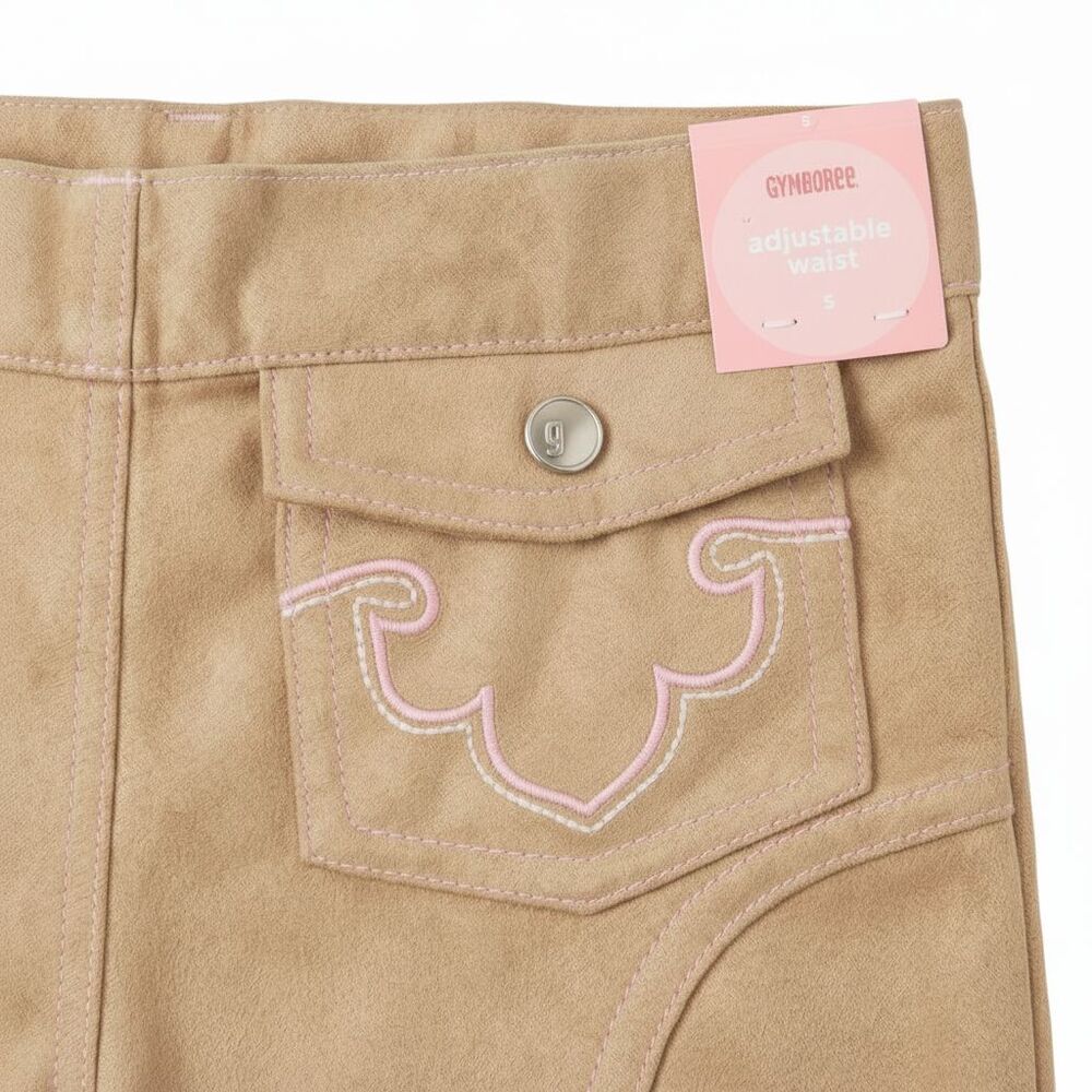 Vintage Gymboree Park City Luxe Girls Pants Size 5 Tan Faux Suede Flair 2006 NWT - Picture 3 of 4